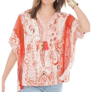 43. NWT WOMENS CHICO’S S/M DETAIL PONCHO TOP